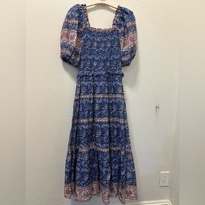 SEA
Rosita Smocked Puff-Sleeve Midi-Dress